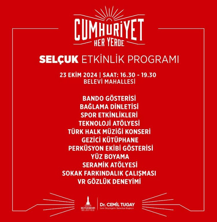 Cumhuriyet Her Yerde: İzmir Büyükşehir Belediyesi’nden Belevi’de 29 Ekim programı